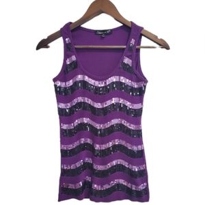 Purple Sequins Tank Top